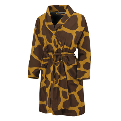Dark Brown Cow Print Men's Bathrobe