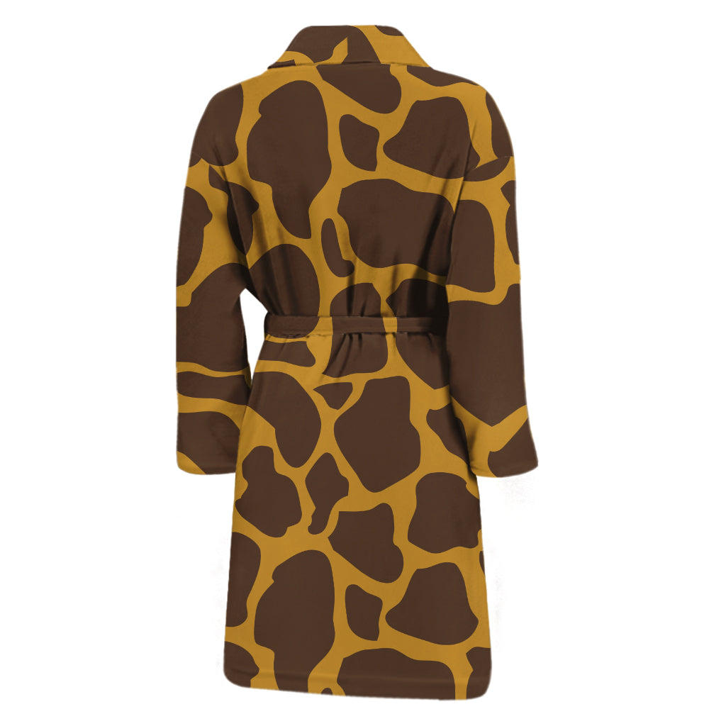 Dark Brown Cow Print Men's Bathrobe