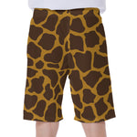 Dark Brown Cow Print Men's Beach Shorts