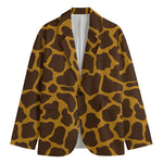 Dark Brown Cow Print Men's Cotton Blazer