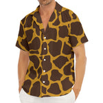 Dark Brown Cow Print Men's Deep V-Neck Shirt