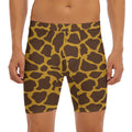Dark Brown Cow Print Men's Long Boxer Briefs