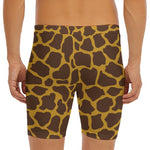 Dark Brown Cow Print Men's Long Boxer Briefs