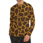 Dark Brown Cow Print Men's Long Sleeve Rash Guard