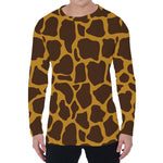 Dark Brown Cow Print Men's Long Sleeve T-Shirt