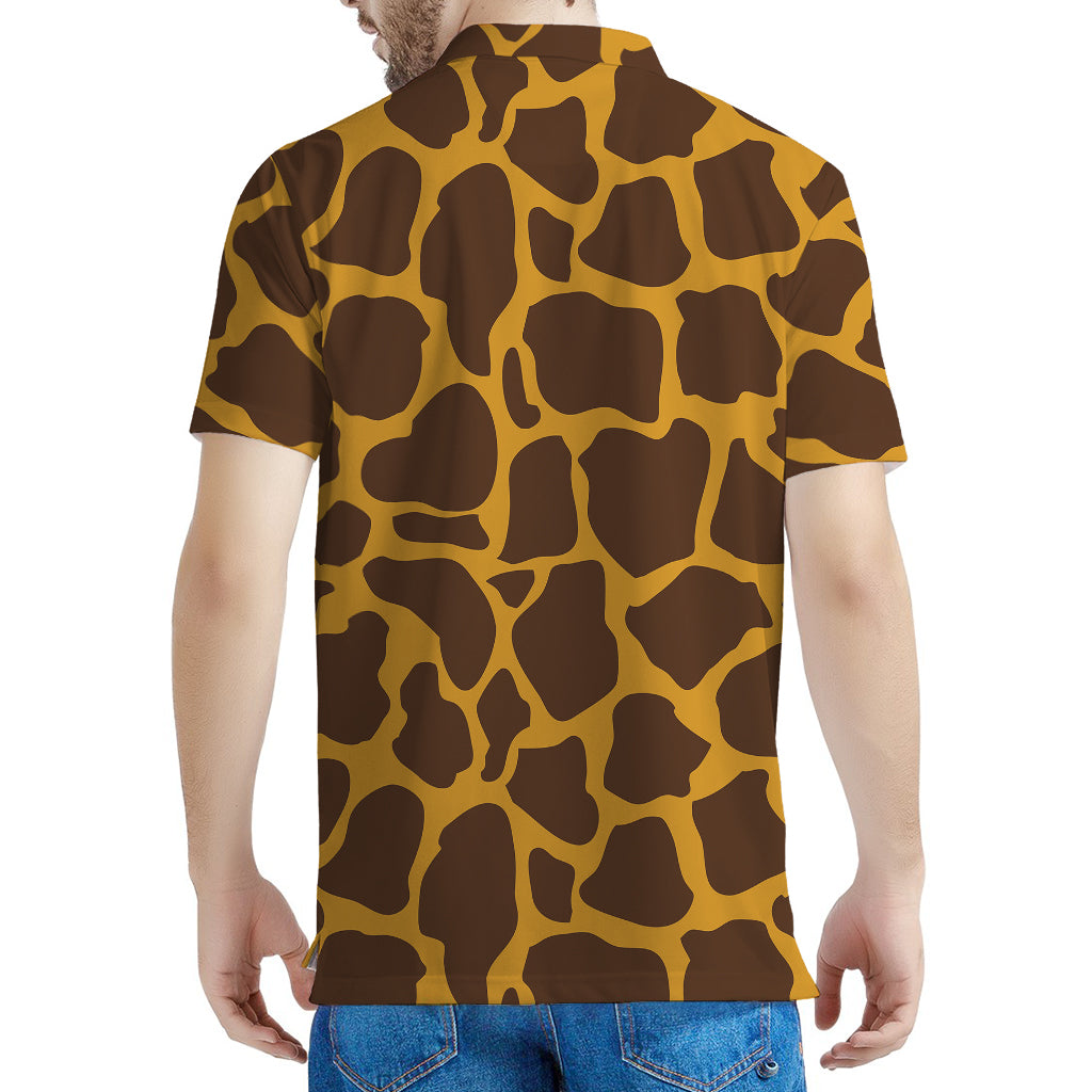 Dark Brown Cow Print Men's Polo Shirt