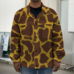 Dark Brown Cow Print Men's Shirt Jacket