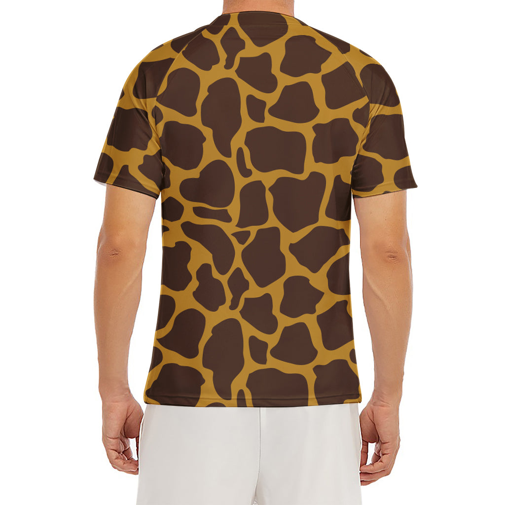 Dark Brown Cow Print Men's Short Sleeve Rash Guard