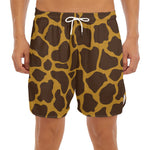 Dark Brown Cow Print Men's Split Running Shorts