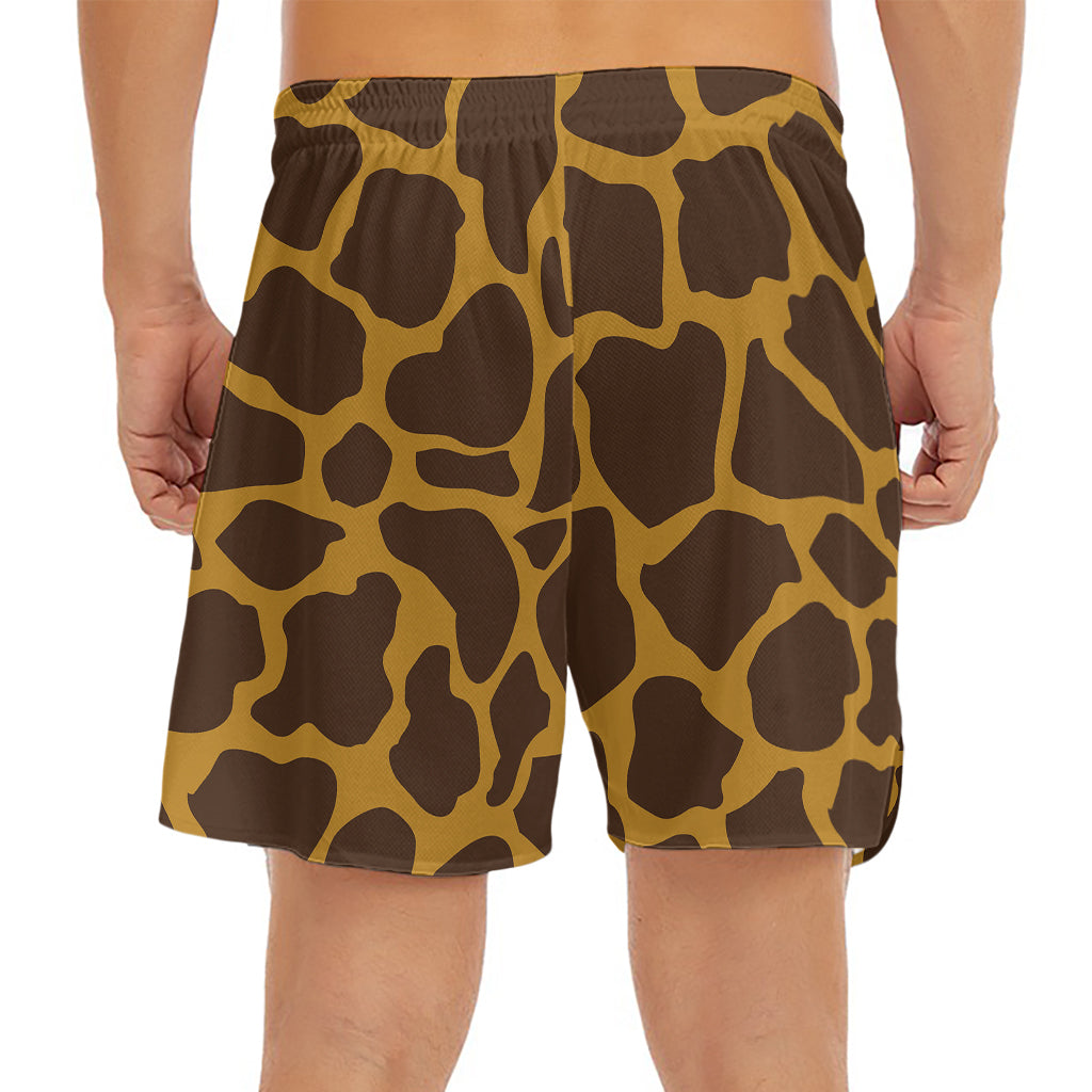 Dark Brown Cow Print Men's Split Running Shorts