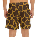 Dark Brown Cow Print Men's Split Running Shorts