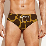 Dark Brown Cow Print Men's Swim Briefs