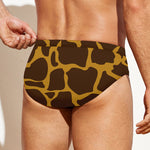 Dark Brown Cow Print Men's Swim Briefs