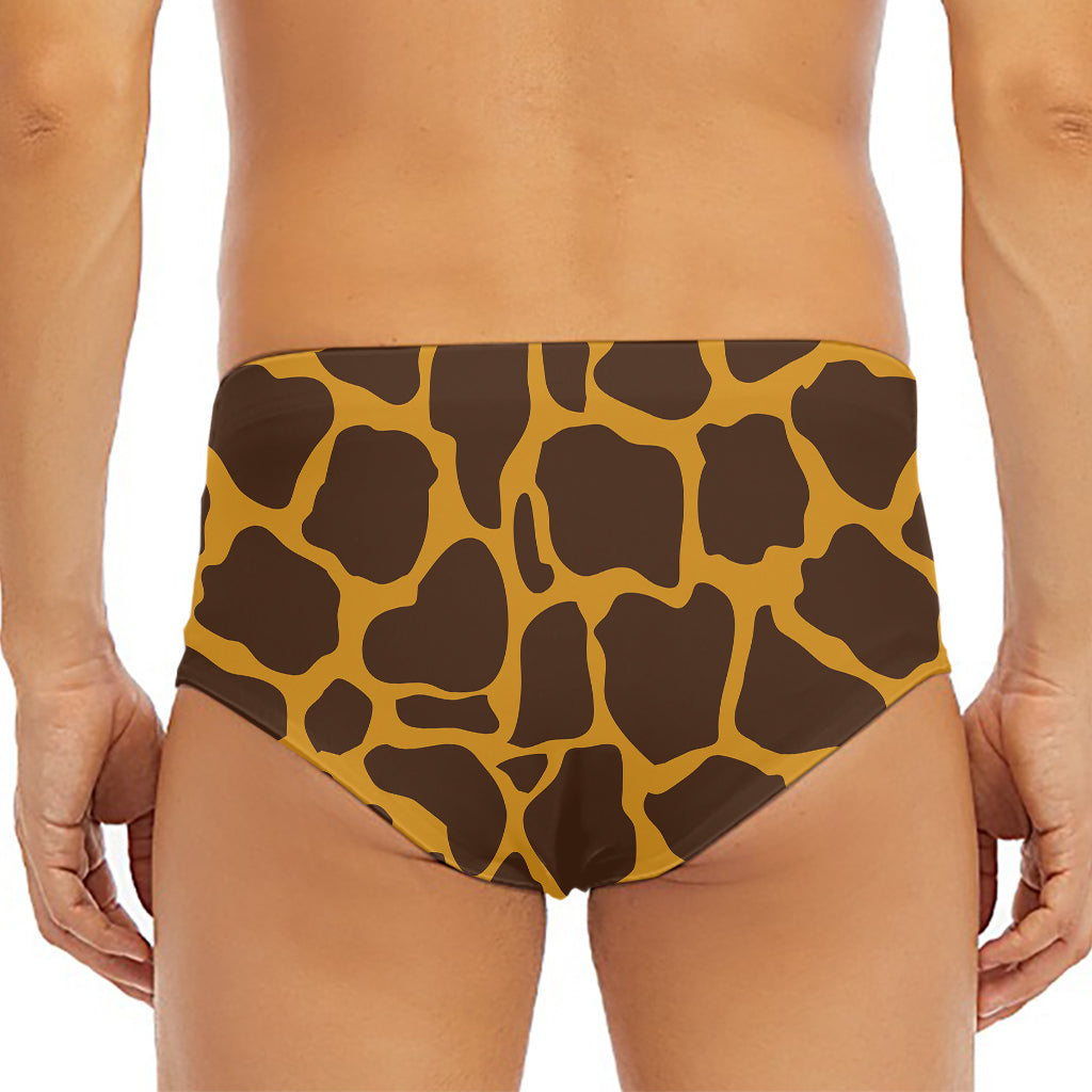 Dark Brown Cow Print Men's Triangle Swim Briefs