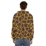 Dark Brown Cow Print Men's Velvet Pullover Hoodie