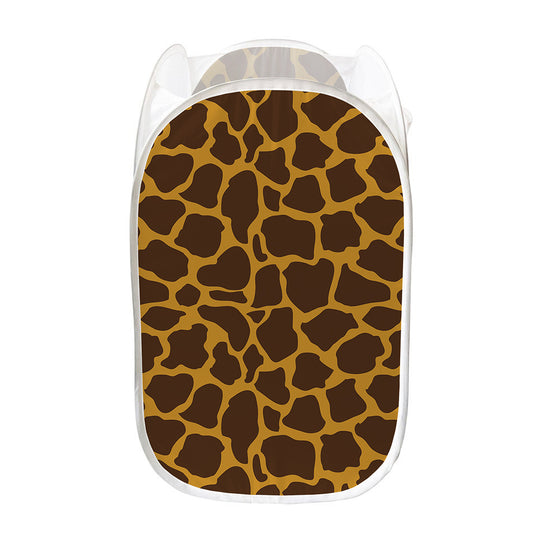 Dark Brown Cow Print Mesh Laundry Hamper