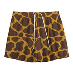 Dark Brown Cow Print Mesh Shorts