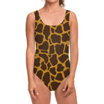 Dark Brown Cow Print One Piece Swimsuit