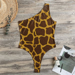 Dark Brown Cow Print One Shoulder Bodysuit