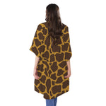 Dark Brown Cow Print Open Front Beach Cover Up