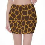 Dark Brown Cow Print Pencil Mini Skirt