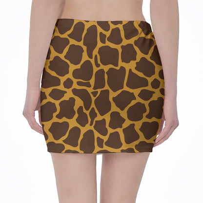 Dark Brown Cow Print Pencil Mini Skirt