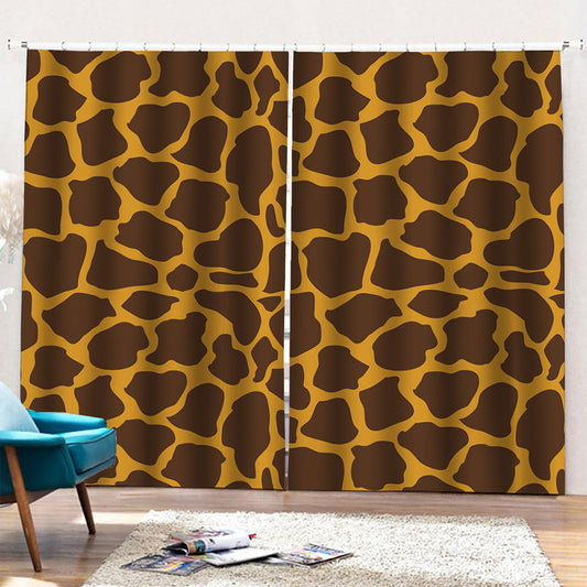 Dark Brown Cow Print Pencil Pleat Curtains