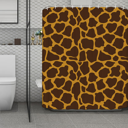 Dark Brown Cow Print Polyester Shower Curtain