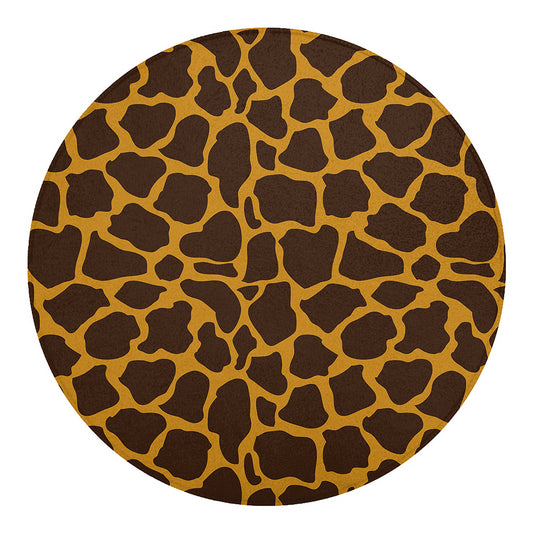 Dark Brown Cow Print Round Blanket