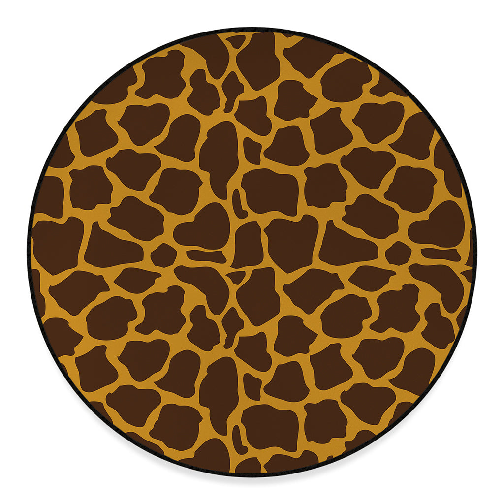 Dark Brown Cow Print Round Floor Mat