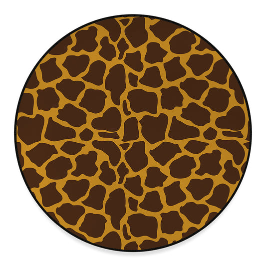 Dark Brown Cow Print Round Floor Mat