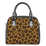 Dark Brown Cow Print Shoulder Handbag