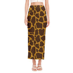 Dark Brown Cow Print Side Slit Maxi Skirt