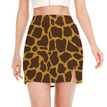 Dark Brown Cow Print Side Slit Mini Skirt