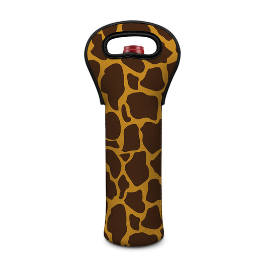Dark Brown Cow Print Single Neoprene Wine Tote
