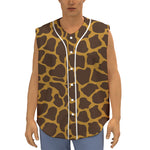 Dark Brown Cow Print Sleeveless Baseball Jersey