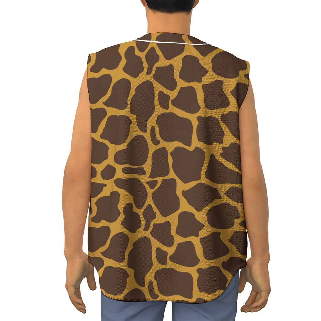 Dark Brown Cow Print Sleeveless Baseball Jersey