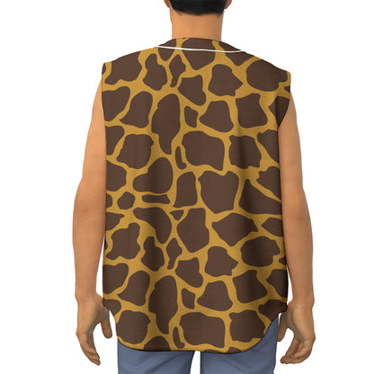 Dark Brown Cow Print Sleeveless Baseball Jersey