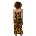 Dark Brown Cow Print Slim Fit Midi Cami Dress