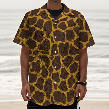 Dark Brown Cow Print Textured Short Sleeve Shirt