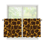 Dark Brown Cow Print Tier Curtains