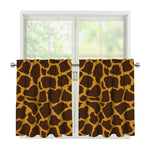 Dark Brown Cow Print Tier Curtains
