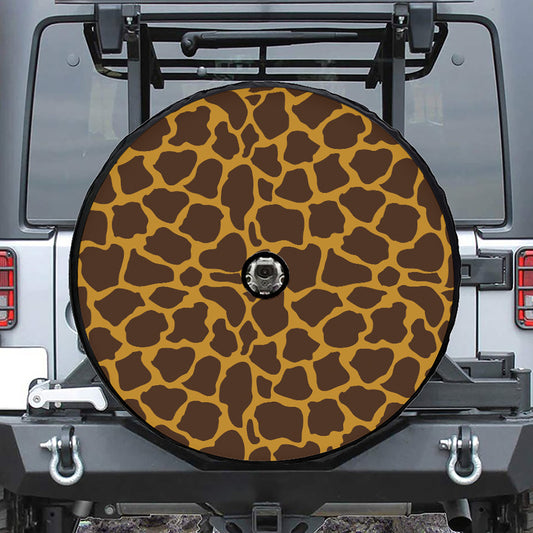Dark Brown Cow Print Tire Cover With Camera Hole