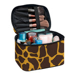 Dark Brown Cow Print Travel Makeup Bag