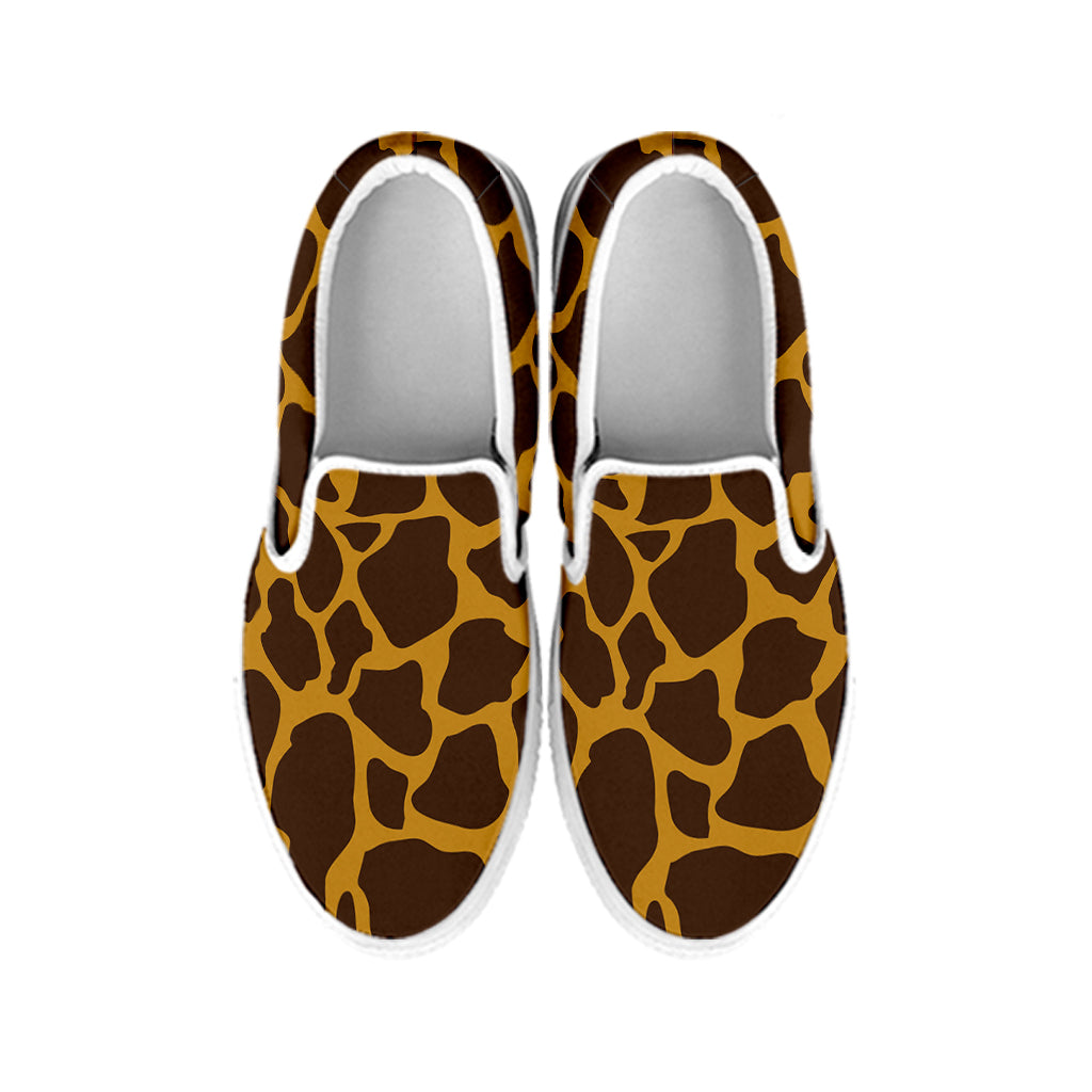 Dark Brown Cow Print White Slip On Sneakers