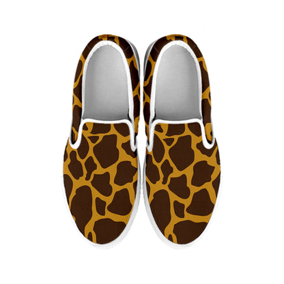 Dark Brown Cow Print White Slip On Sneakers
