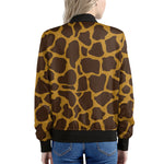 Dark Brown Cow Print Women's Bomber Jacket
