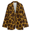 Dark Brown Cow Print Women's Cotton Blazer