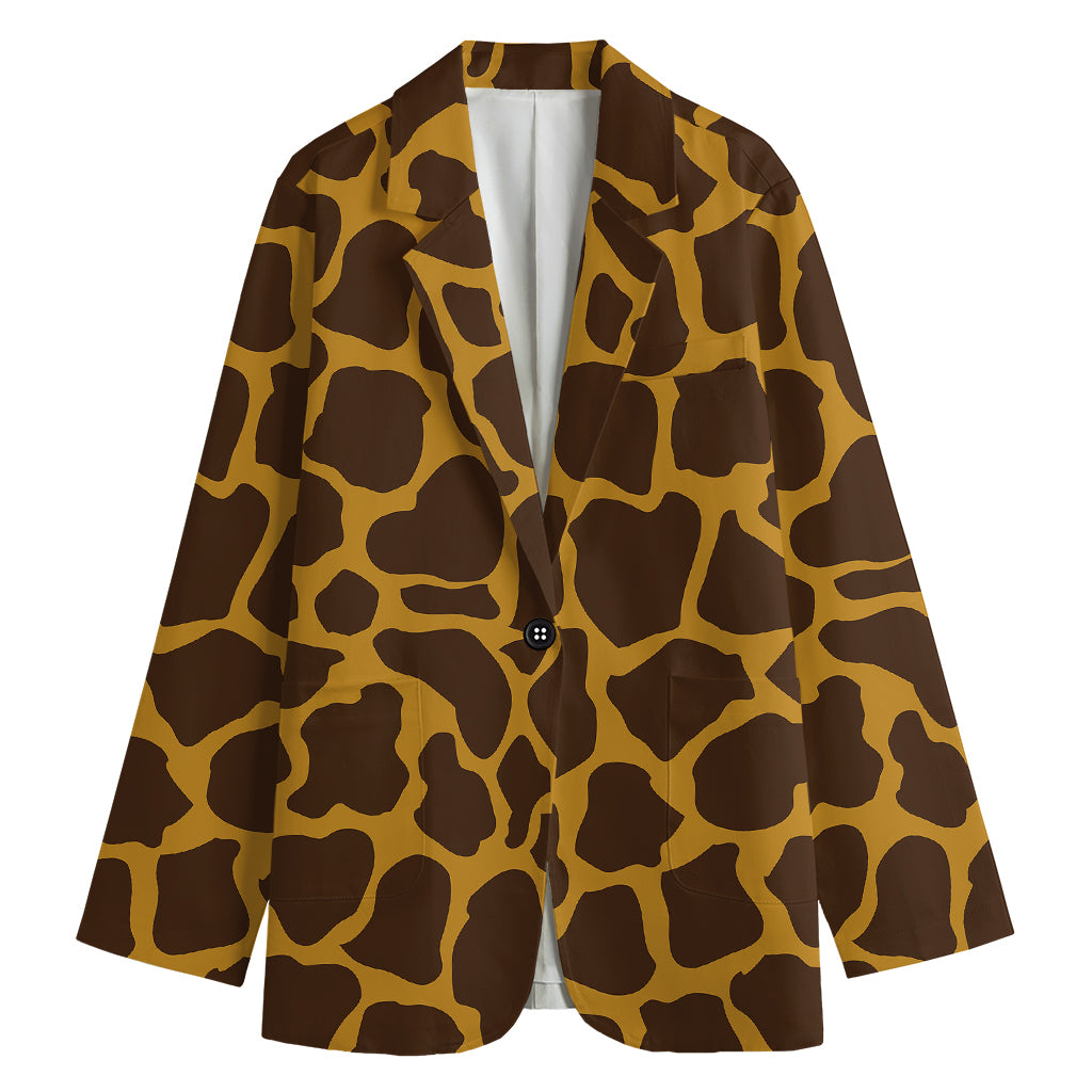 Dark Brown Cow Print Women's Cotton Blazer