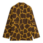 Dark Brown Cow Print Women's Cotton Blazer